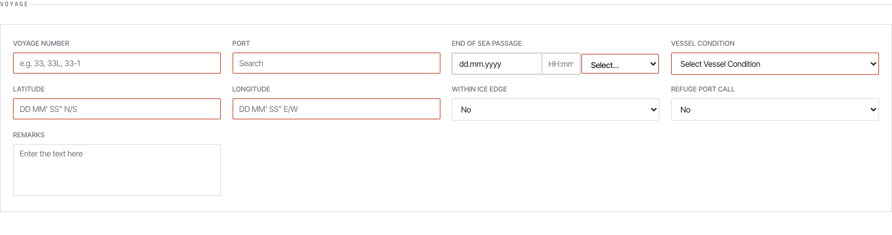 Arrival voyage section