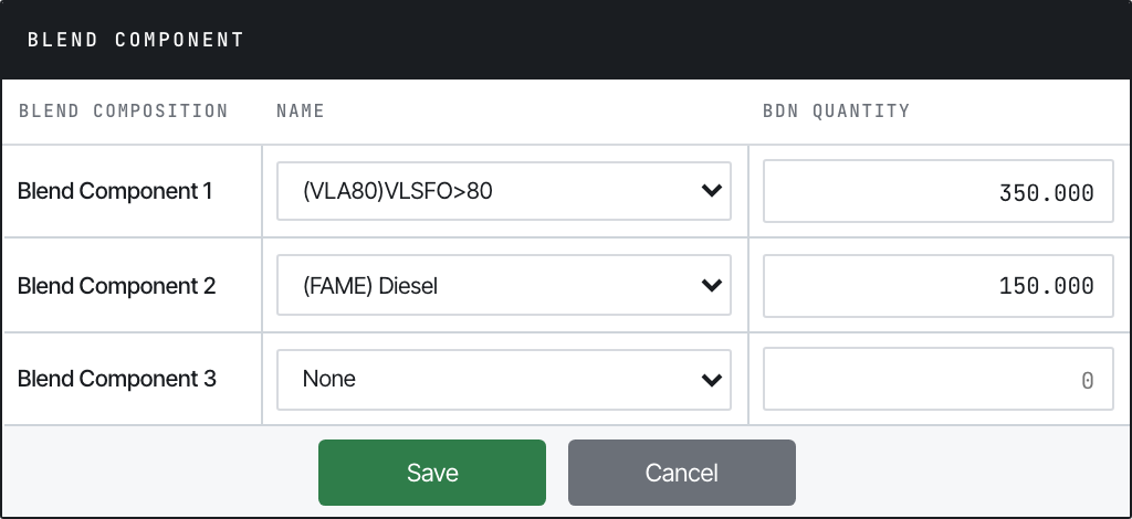Blend component dialog